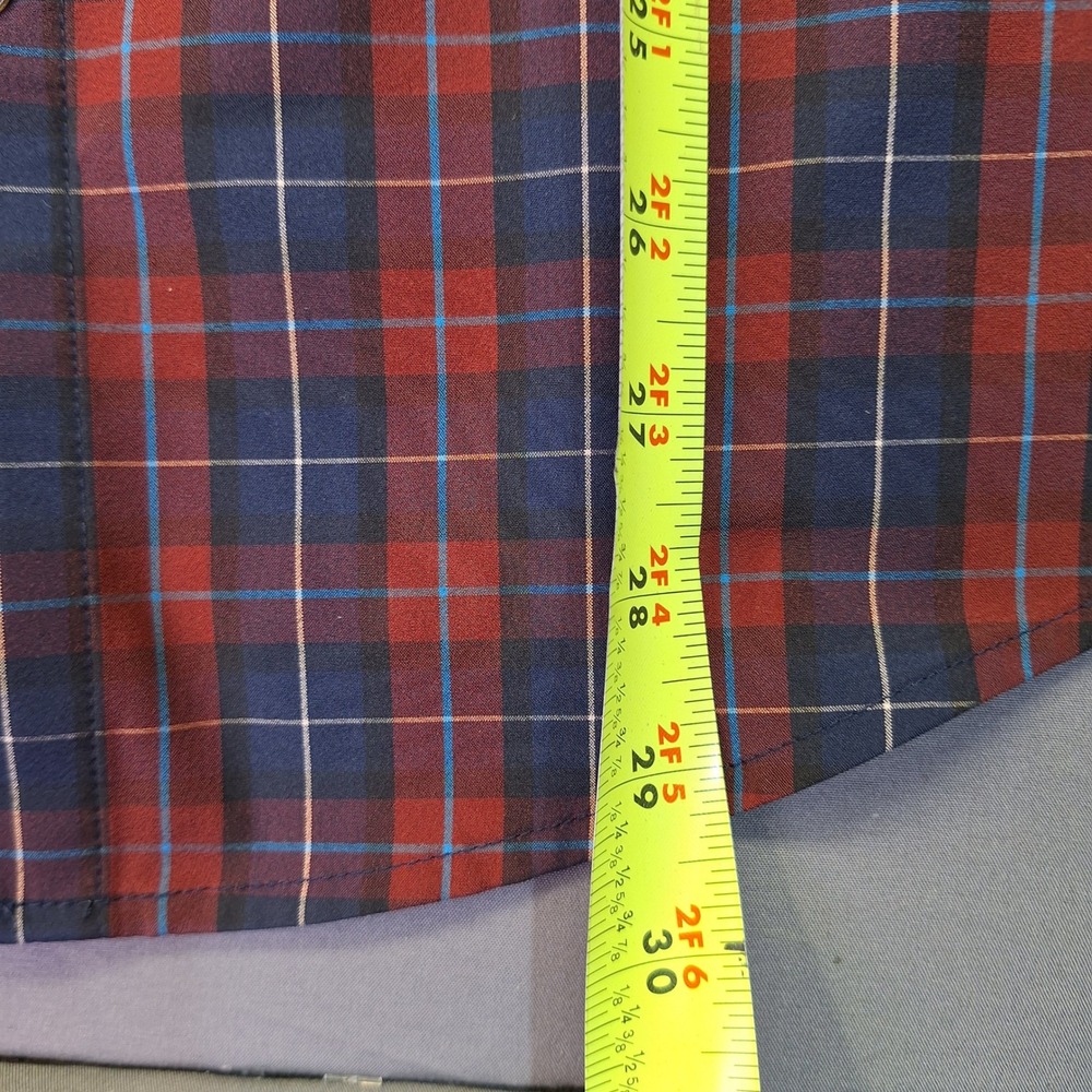 Mizzen+Main Leeward Dress Shirt Mens Small Trim Fit Red Navy Plaid - Picture 4 of 8